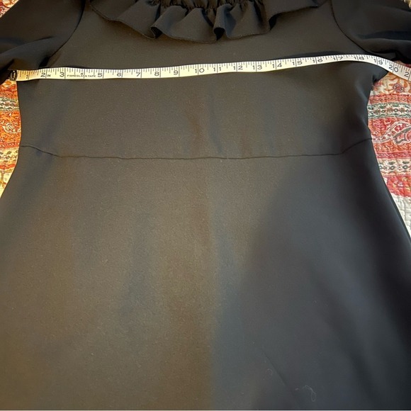 Black Ruffle Mock Neck Long Sleeve Mini Dress - Picture 14 of 15
